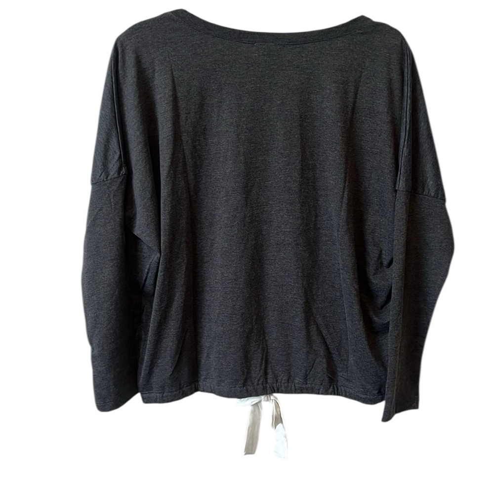 NWT Eberjey Gisele Tencel Modal Long Sleeve Drawstring Top Charcoal Gray Small - Picture 7 of 11